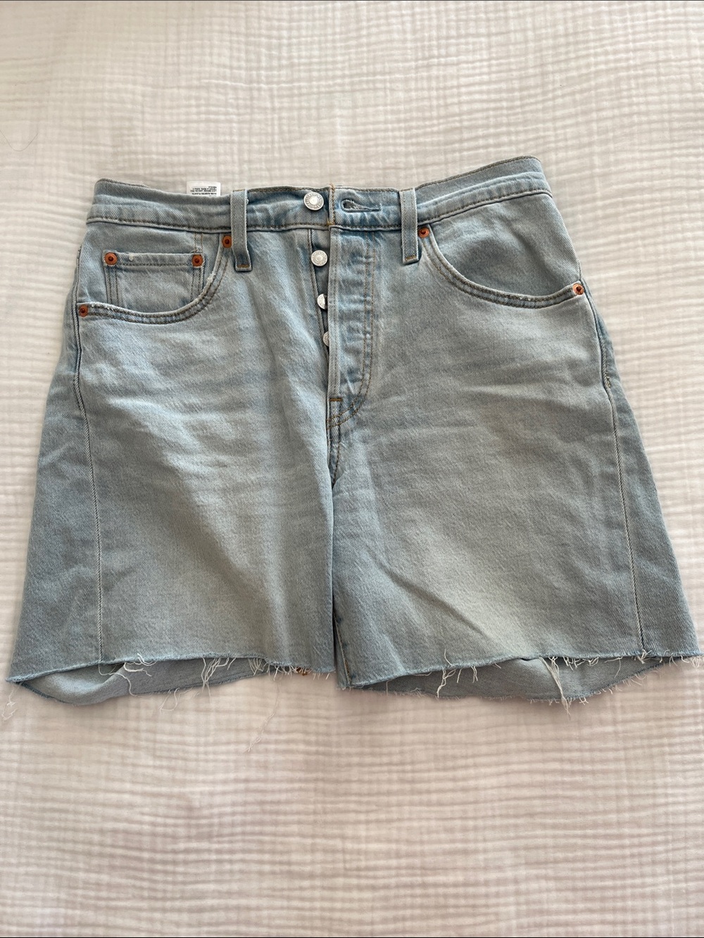 Levi's Light Blue High-Rise Button-Fly Denim Shorts size 27
